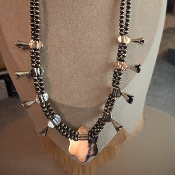 Sea Sediment Jasper Squash blossom necklace - Picture 4 of 4